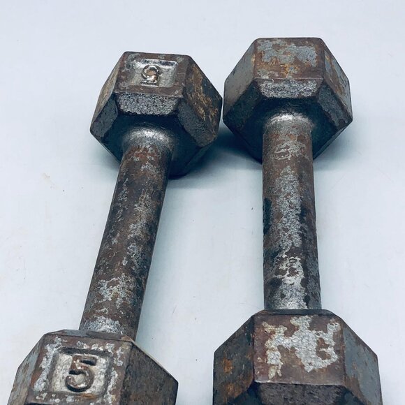 vintage metal weights 5 pounds set of 2 READ - Picture 4 of 4